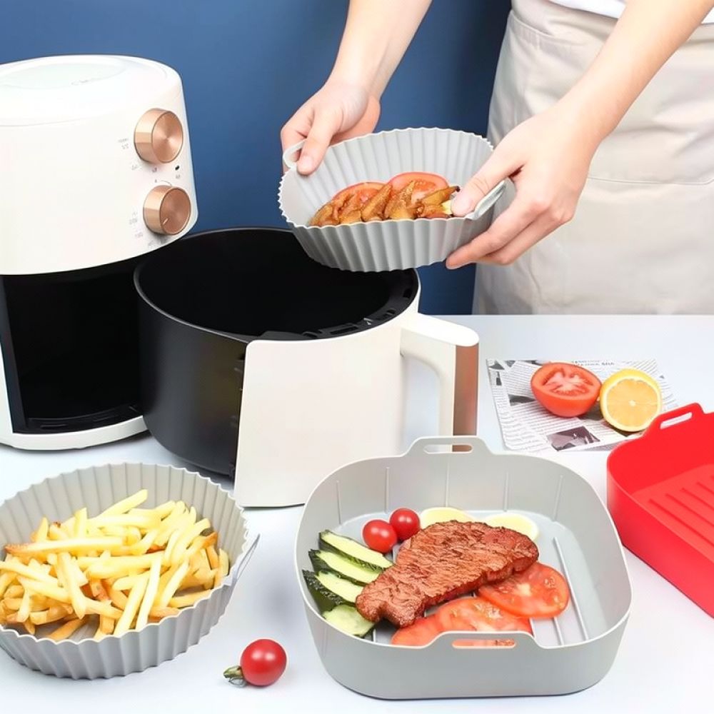 Air Fryer Silicone Pot Liner - Recipiente reutilizável de silicone quadrado para