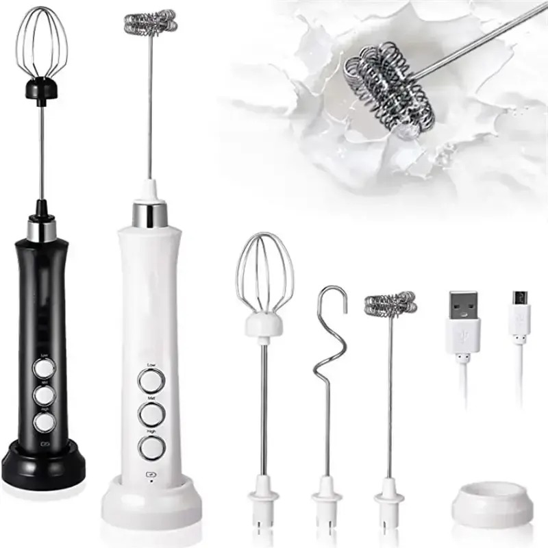 Electric Milk Frother Handheld - Espuma de leite elétrica 3 em